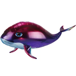 最新设计的鱼形气球供应商批发价格便宜的充气鱼气球鲸鱼Globo定制形状箔气球
