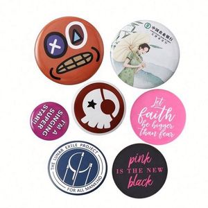 Badge bouton personnalisé en forme ronde avec logo imprimé, en fer blanc, magnétique, sans nickel, avec épingle de sécurité - Product Image 1