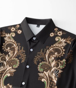 <span class=keywords><strong>Chemise</strong></span> décontractée pour homme de haute qualité, vintage et élégante, avec motif floral en strass, anti-froissement, respirante, <span class=keywords><strong>sans</strong></span> repassage, durable - Product Image 5