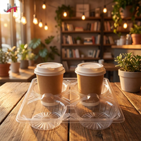 Plateau porte-gobelets rectangulaire en plastique PP durable et jetable pour boissons chaudes ou froides, café, jus, service de livraison