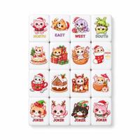 Ubin Mahjong Amerika Bertema Kucing Lucu, Berlapis Ganda, Akrilik, Portabel, Tahan Lama, Ramah Lingkungan, dan Mewah untuk Gaya Natal