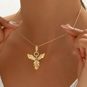 Collar de Moda con Alas de Ángel, Colgante de Alas de Fénix, Cadenas de Aleación para Mujer, No se Caen, Auspiciosas y Delicadas - Product Image 1