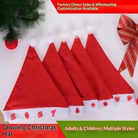 Cappello di Babbo Natale Luminoso a LED con Cinque Stelle, Cappello Natalizio Luminoso per Adulti, Decorazione per Feste, Vendita all'Ingrosso