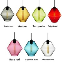 Lustre suspendu créatif en verre teinté, style rétro, LED, avec commande par bouton, pour restaurant, bar, hôtel, éclairage commercial