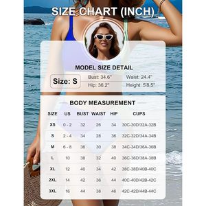 Conjunto de bikini de cintura alta para mujer, control de abdomen, traje de baño deportivo de dos piezas, modesto, activo, con ribete en contraste, de elastano - Product Image 6