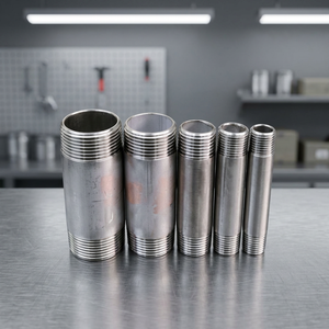 Raccord de tuyau en acier inoxydable SS304 3/8 pouce x 100 mm SCH20 |   Raccord de tuyauterie fileté pour systèmes de tuyauterie industriels - Product Image 2
