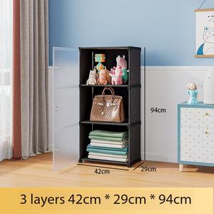 Armoire de rangement modulaire avec portes, organisateur de placard <span class=keywords><strong>en</strong></span> plastique empilable pour chambre, salon, entrée, placard - Product Image 6