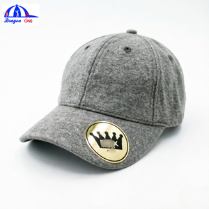 Casquette de baseball décontractée en laine mélangée grise personnalisée avec imprimé requin bleu sur la visière, style Dad Hat, OEM/ODM accepté, faible MOQ, vente en gros - Product Image 1