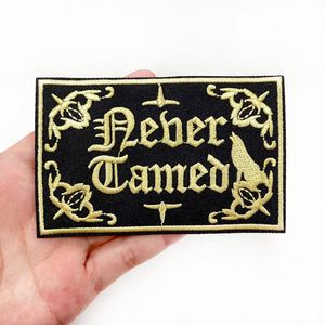 New Iron on in Stock Four Styles Embroidered Gothic Dark Series Rectangle Patches with Letters - Product Image 3