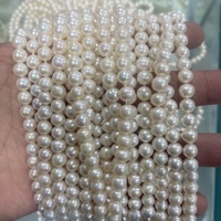 Perles d'eau douce naturelles presque rondes de 6 ~ 7mm perles en vrac perles de grain léger