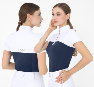 <strong>Short</strong> <strong>Sleeves</strong> Equestrian Color Blocking <strong>Base</strong> <strong>Layers</strong> for Summer Stretchy Equitation Clothing Horse Riding Tops T-Shirts Women - Product Image 1
