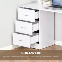 Bureau d'ordinateur PC 120cm Table de travail avec 3 étagères et tiroirs Blanc