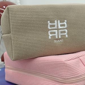 Top Quality Waffle Cotton Makeup <b>Bag</b> <b>Women</b> <b>Bag</b> <b>Toiletry</b> <b>bag</b> Embroidered logo 7 Inches With <b>Women</b> Gift - Product Image 3