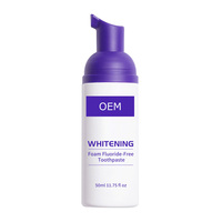Mousse dentifrice OEM 50ml Correcteur de couleur violet Nettoyage en profondeur Mousse blanchissante pour les dents