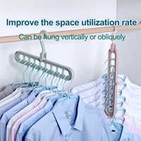 Multifunctionele 9-gaats ruimtebesparende kledinghangers 360 °   Draaibare antislip opvouwbare kastorganizers
