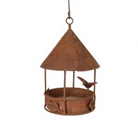Mangeoire et abreuvoir pour oiseaux en fer rouillé, style antique vintage, autoportant, finition peinte, 20x20x55cm, pour intérieur, extérieur, jardin
