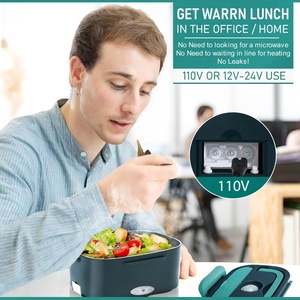 Chauffe-plat électrique 1,5 L 12V/24V/110V, boîte à lunch électrique portable, boîte à lunch isotherme anti-fuite pour voiture, camion et maison avec sac isotherme - Product Image 3