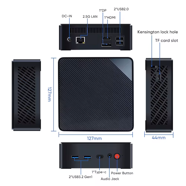New Office Home Mini PC Intel N100 Quad Core 2.5GbE Lan RJ45 HD DP Type-C USB3.0 Earphone WiFi6 Desktop PC