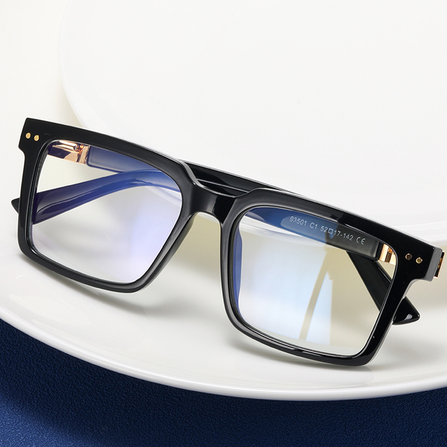 MS 93501 Best-Selling Eyewear Men Square Eyeglasses TR90+CP Optical Anti-Blue Light Glasses Frame Stripe Design Gafas
