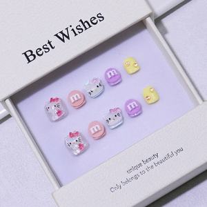 <span class=keywords><strong>Uñas</strong></span> a presión con logotipo personalizado de 10 piezas hechas a mano para niños, modelo de diseño de estilo salón 3D de alta calidad, <span class=keywords><strong>uñas</strong></span> artificiales - Product Image 3