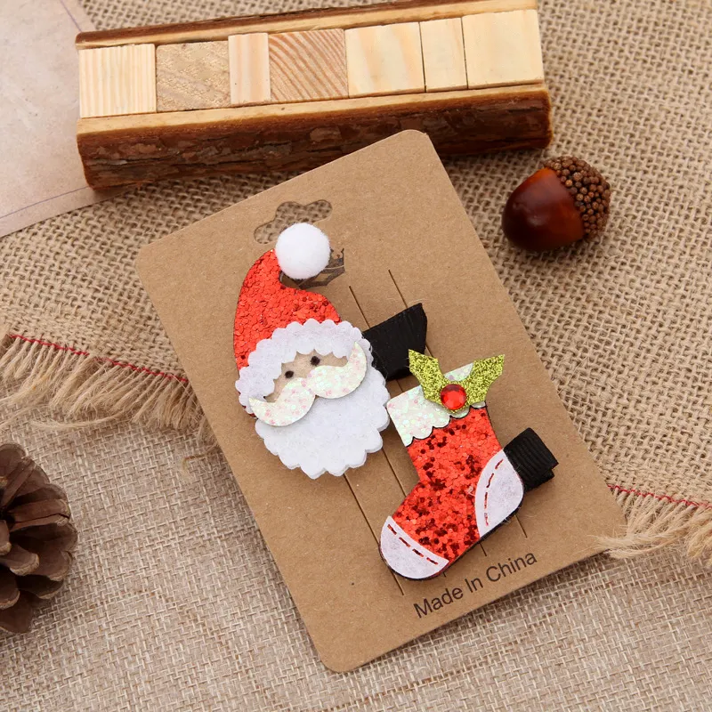 Wholesale Christmas Gift Creative Decorative Duck Beak Clip Elk Santa Hair Clip Sets For Decoration