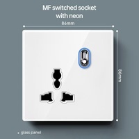 Prise électrique murale en verre trempé blanc avec prise britannique 13A, double prise 3 broches et interrupteur, prise murale universelle USB C 18W