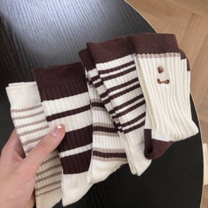 Women Striped Mid Calf Slouch Socks Cotton Polyester Winter Breathable Sweat Absorbing Casual Style For Sneakers - Product Image 2