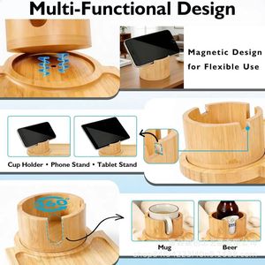 Bamboo Sofa <b>Gap</b> Tray Solid Wood Multi Functional Cup Holder Living Room Side Table - Product Image 4