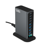 Chargeur rapide 520W GaN USB Type-C 4 ports USB 4 ports Type-C PD QC3.0 OTP avec affichage numérique, prise EU/US/UK/AU, charge multi-appareils