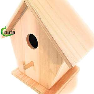 Mangeoire à oiseaux Nid de pigeon suspendu naturel Nichoir en bois bon marché avec toit amovible - Product Image 4