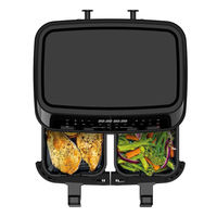 Friteuse à air intelligente à double compartiment, grande capacité, avec panier de cuisson double, contrôle tactile, pour une cuisson sans huile