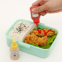 Lot de 2 flacons portables mignons en forme d'animaux de 25 ml – Petites bouteilles souples en plastique pour sauces, mini-récipients pour ketchup et vinaigrettes