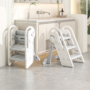 Taburete multifuncional para niños pequeños, torre de aprendizaje para niños, taburete antideslizante para inodoro, taburete plegable de plástico de varias alturas, 2 3 escalones, escalera - Product Image 1