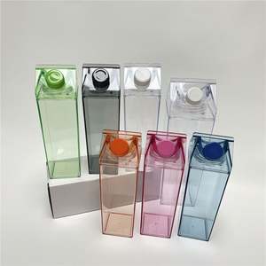 500Ml 1000Ml BPA Free PS Plastic Portable <b>Clear</b> Minimalist Party Leak-Proof Square Water Bottle with <b>Lid</b> - Product Image 1