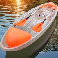 Kayak à double rames Tricon de haute qualité, canoë à fond transparent, capacité de 2 personnes, pagaie en PC, cadre en aluminium de 6,2 mm d'épaisseur