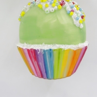 Hiasan Pohon Natal Cantik Pastel Hijau Pelangi Cupcake Sprinkles Manik-Manik Ornamen Kaca Figurine