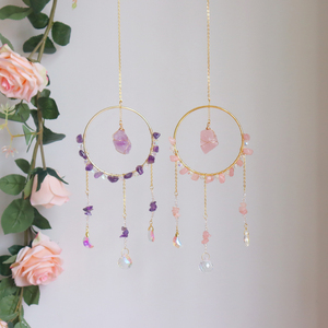 Attrape-soleil en pierre naturelle Lapis Lazuli et Jaspe Rouge, design Feng Shui, diamètre 10 cm, à suspendre - Product Image 2