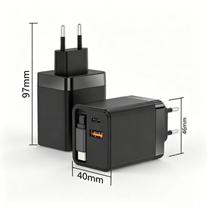 Multi function charger 40W 65W GaN AC Wall Mounted Travel Charger with USB A USB C PD ports and EU US US <b>UK</b> <b>plugs</b> - Product Image 5
