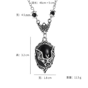 Regalo di natale di Halloween in lega nera Witch Choker Bat collana maglione catena ovale ciondolo collana per <span class=keywords><strong>uomo</strong></span> - Product Image 6