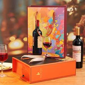 Coffret Cadeau Vin Rouge Deux Bouteilles Emballage Ondulé Épaissi Laminage Mat Impression Quadrichromie Impression UV pour Vignerons Professionnels - Product Image 3