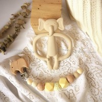 Lot de 2 attaches-sucettes en silicone pour bébés nouveau-nés, avec jouets de dentition animaux (éléphant, lapin) – Cadeau idéal – Meilleures ventes