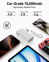 Mini batería externa de moda 2026 con llavero, 10000mAh, carga rápida de 30W, cargador portátil para teléfono con cable y soporte para teléfono