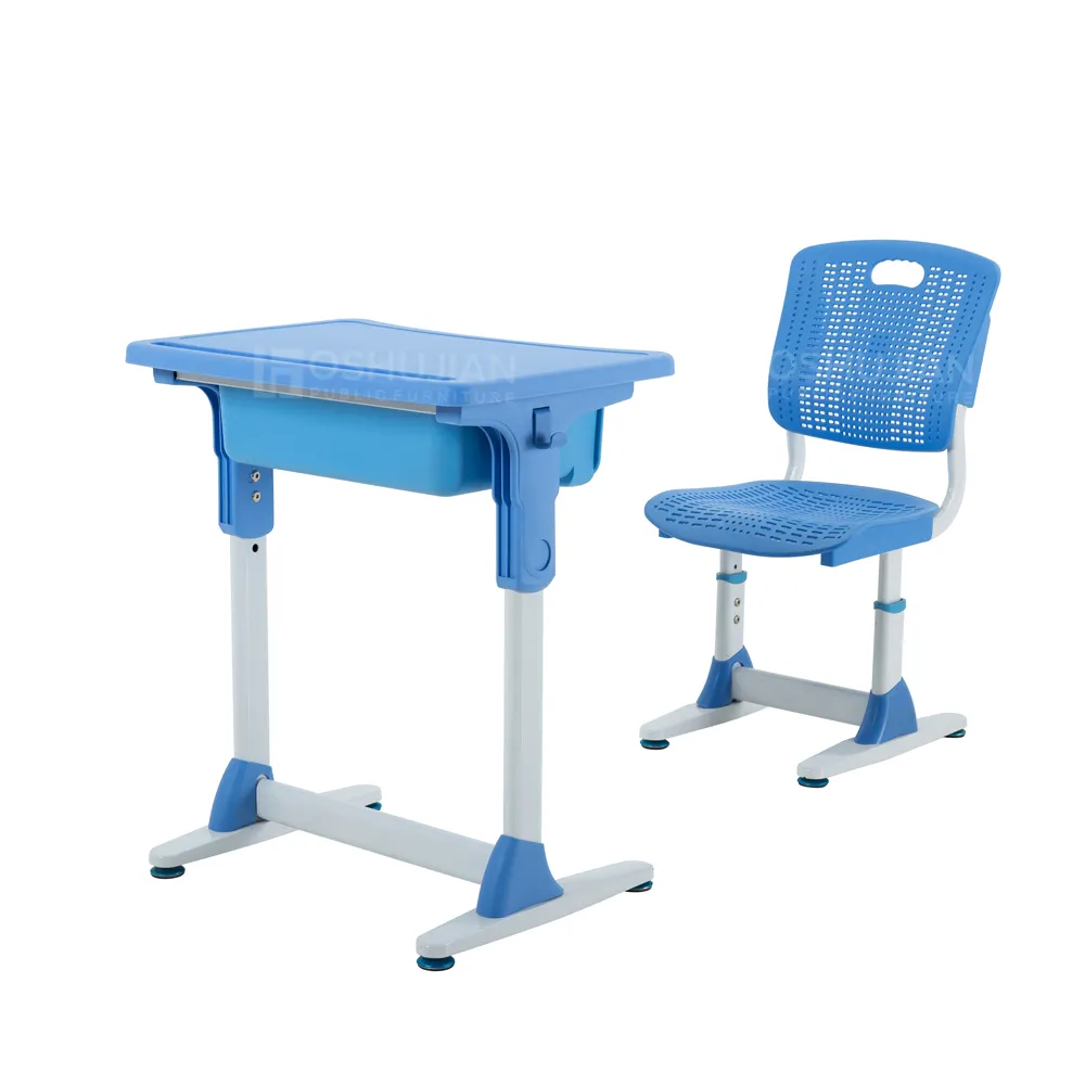 Classroom Furniture Single Metal Plastic Student Desk And Chair For Primary School Study Table With Chairs