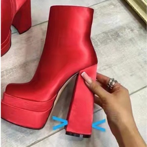 Hot Silk Material Botas De Mujer Custom Color Zipper Side Think Bottom Luxury Chunky Platform Women Boots - Product Image 2