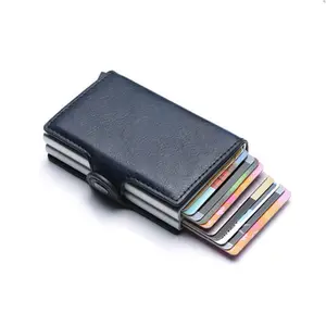 ウォレットビジネスクレジットカードホルダーウォレットユニセックスメタルブロッキングRFIDウォレットIDカードケースアルミトラベル財布