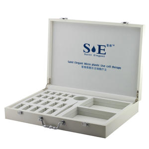 Boîte à cosmétiques personnalisée de luxe en <span class=keywords><strong>faux</strong></span> cuir blanc boîte en <span class=keywords><strong>bois</strong></span> avec poignée <span class=keywords><strong>argent</strong></span>ée insert EVA taille et logo personnalisés - Product Image 5