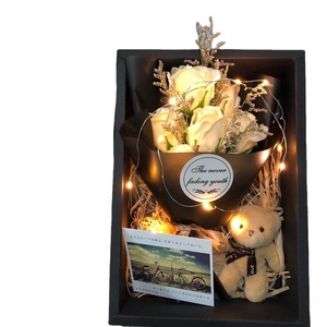 Mother's Day 7 rose soap flower Bear gift box Birthday gift artificial flowers for mom exquisite gift box