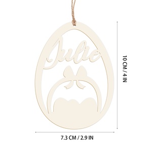 Cá nhân hoá gỗ tự nhiên phục sinh DIY Craft Thẻ Mặt dây chuyền trứng Bunny hình treo đồ trang trí - Product Image 5