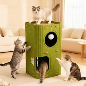 Thickened 2-Layer Felt Cat <b>Bed</b> Soft Washable Pet Cave with Removable Cover Orthopedic Polyester Fill for Indoor Cats Animals - Product Image 1