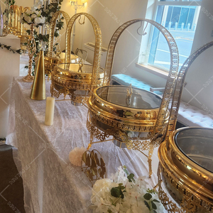 2025 Fancey Vàng tôn tạo banuate trang trí công phu chafing món ăn tự chọn với treo nắp trong suốt bao bướm chaffing món ăn - Product Image 4